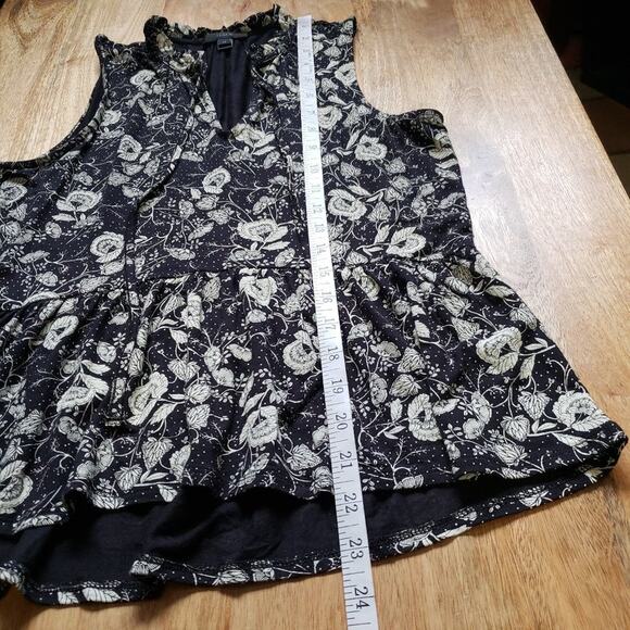 J Crew Off White Black Floral Peplum Tank Top XS - Picture 8 of 9